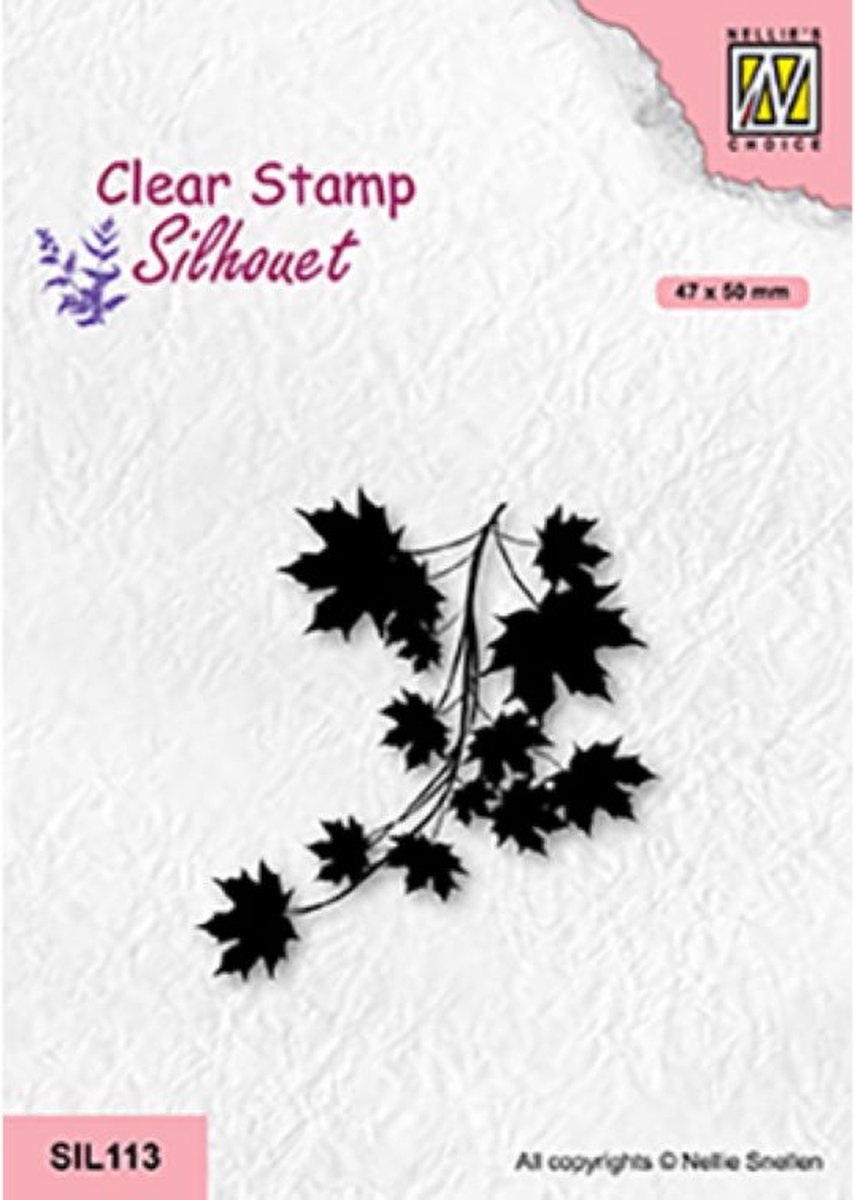 Sil113 Nellie Snellen clearstamp Silhouet Maple branch - stempel esdoorn tak en blad